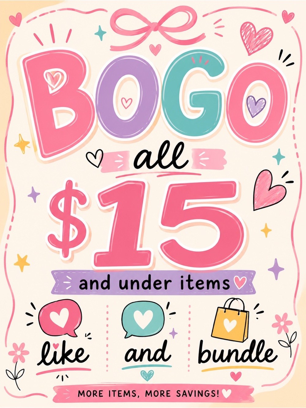 Pink BOGO $15 Promotional Party Poster